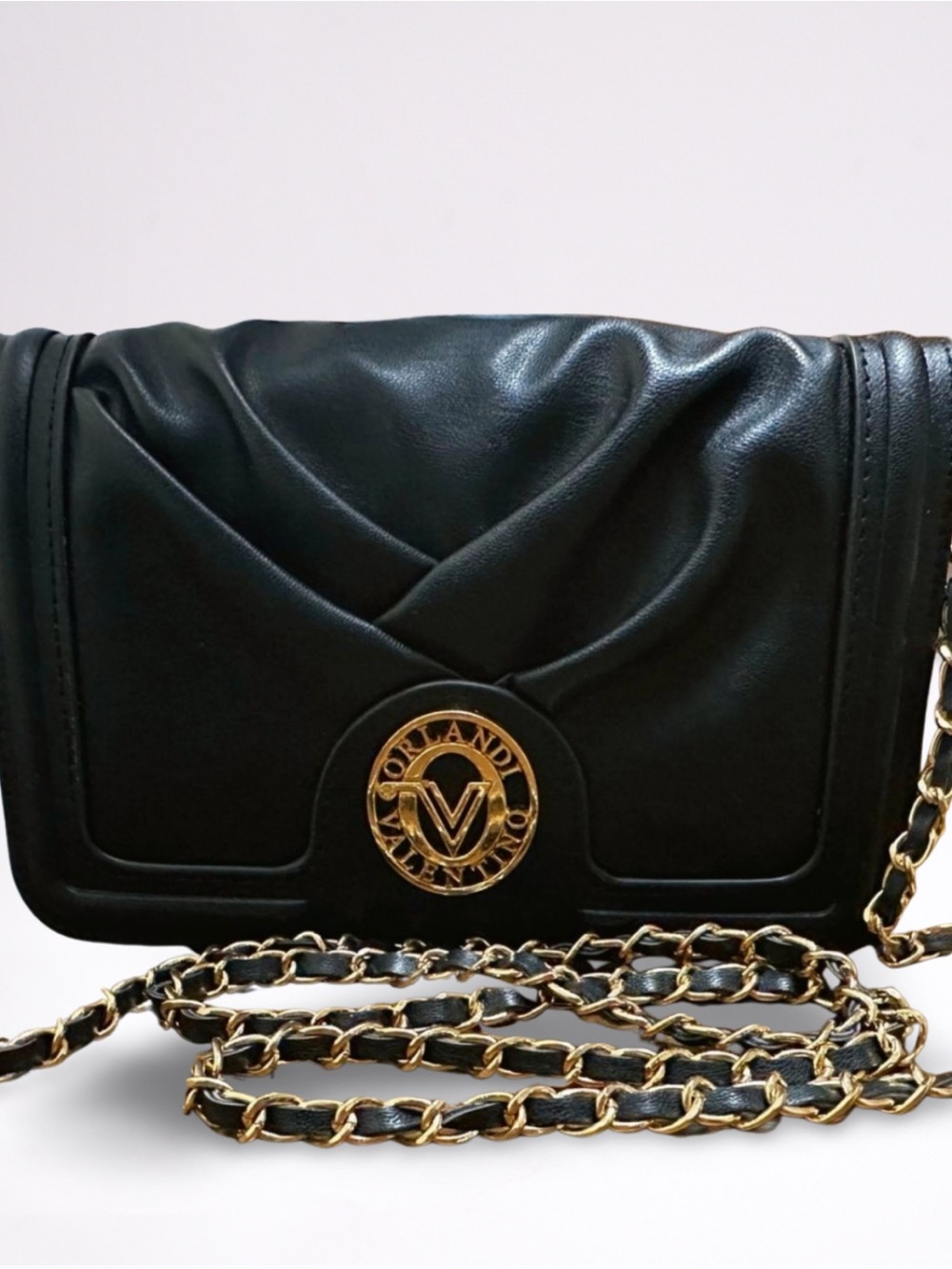 Valentino Orlandi Black Quilted Crossbody